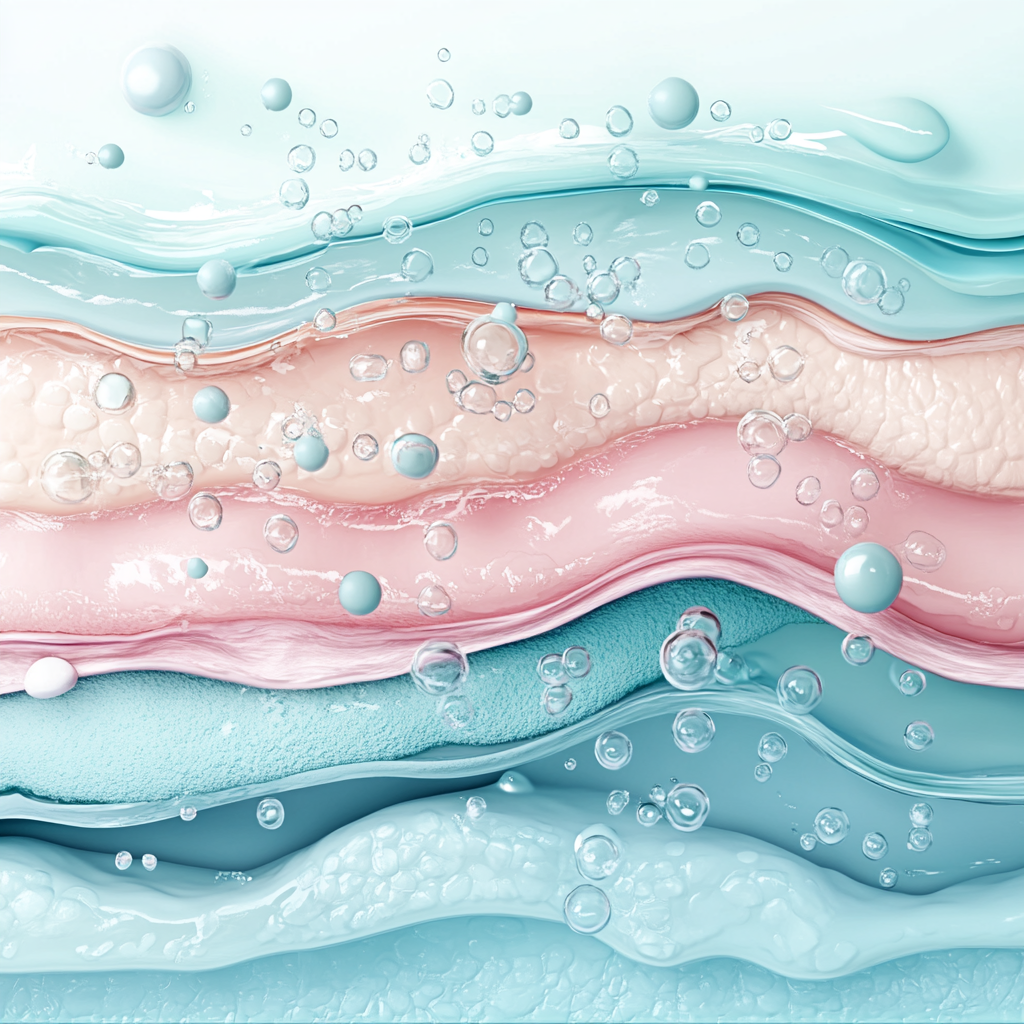 Diagram illustrating enhanced ingredient delivery through skin layers using Re:Lameil.
